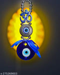 Evil Eye Hanging for Home Entrance | Nazar Battu for Protection, Good Luck & Prosperity (Om Blue)