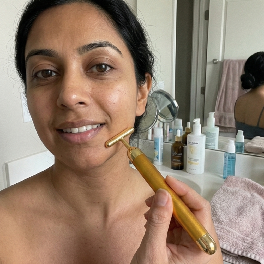 24K Gold Energy Beauty Bar Electric Facial Massage Roller