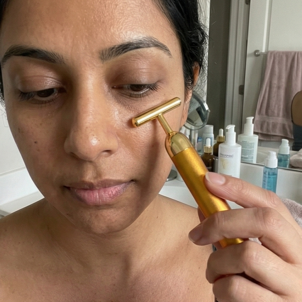 24K Gold Energy Beauty Bar Electric Facial Massage Roller