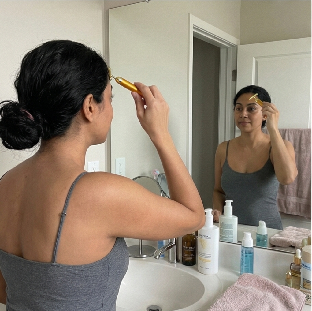 24K Gold Energy Beauty Bar Electric Facial Massage Roller