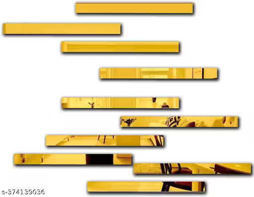 30-Piece Gold Acrylic Mirror Wall Stickers – Self-Adhesive Striped DIY Decorative Mirror Tiles for Living Room, Bedroom & Home Décor