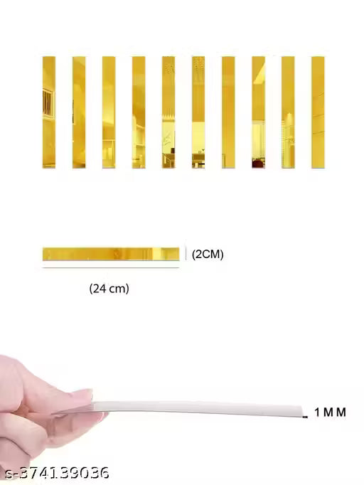 30-Piece Gold Acrylic Mirror Wall Stickers – Self-Adhesive Striped DIY Decorative Mirror Tiles for Living Room, Bedroom & Home Décor