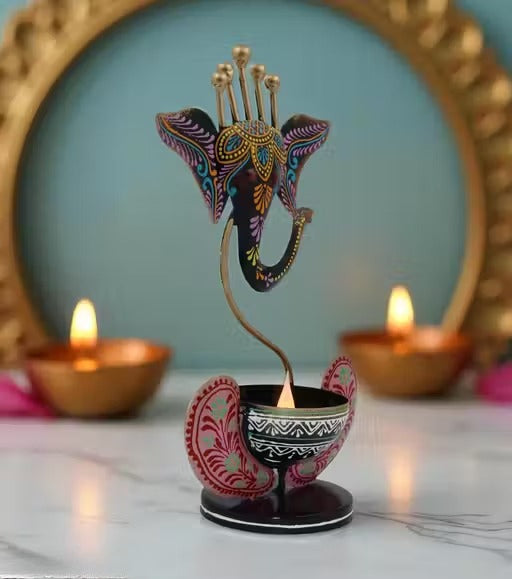 Ganpati Diya Stand in Metal | Elegant Puja & Festival Home Decor