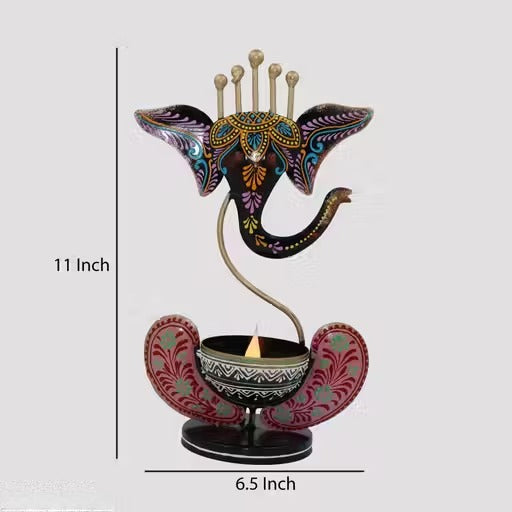 Ganpati Diya Stand in Metal | Elegant Puja & Festival Home Decor