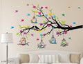 Heaven Decors Medium Tree Branch Wall Sticker with Birdcage & Flowers | Multicolour Decorative Wall Decal for Home & Living Room (100 x 60 cm)