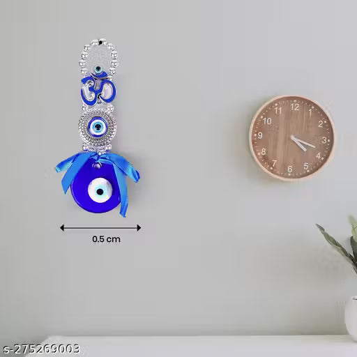 Evil Eye Hanging for Home Entrance | Nazar Battu for Protection, Good Luck & Prosperity (Om Blue)