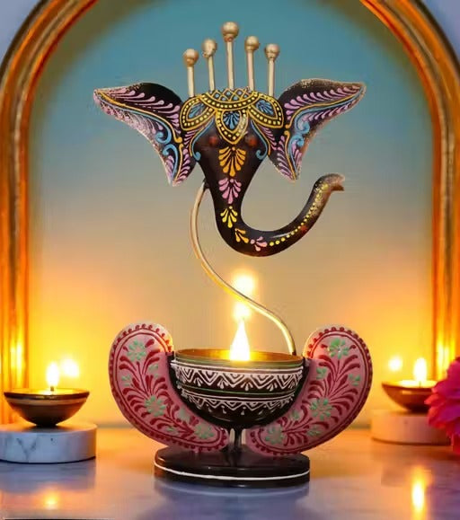 Ganpati Diya Stand in Metal | Elegant Puja & Festival Home Decor